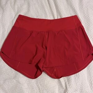 Lululemon red speed up shorts